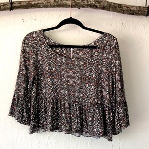 Free People floral boho peplum crop top size XS